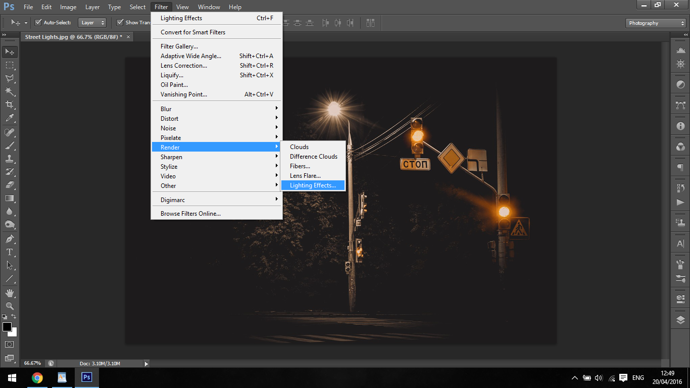 Add lighting. Render> Lighting Effects. Почему не активный фильтр эффекты освещения в фотошопе. Линейный свет в фотошопе где находится. Light Effects Filter.