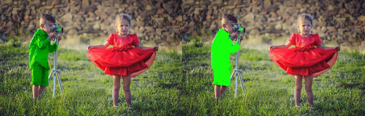 On the left, the finished product using the color burn layer. On the right, the same image but with the normal layer on