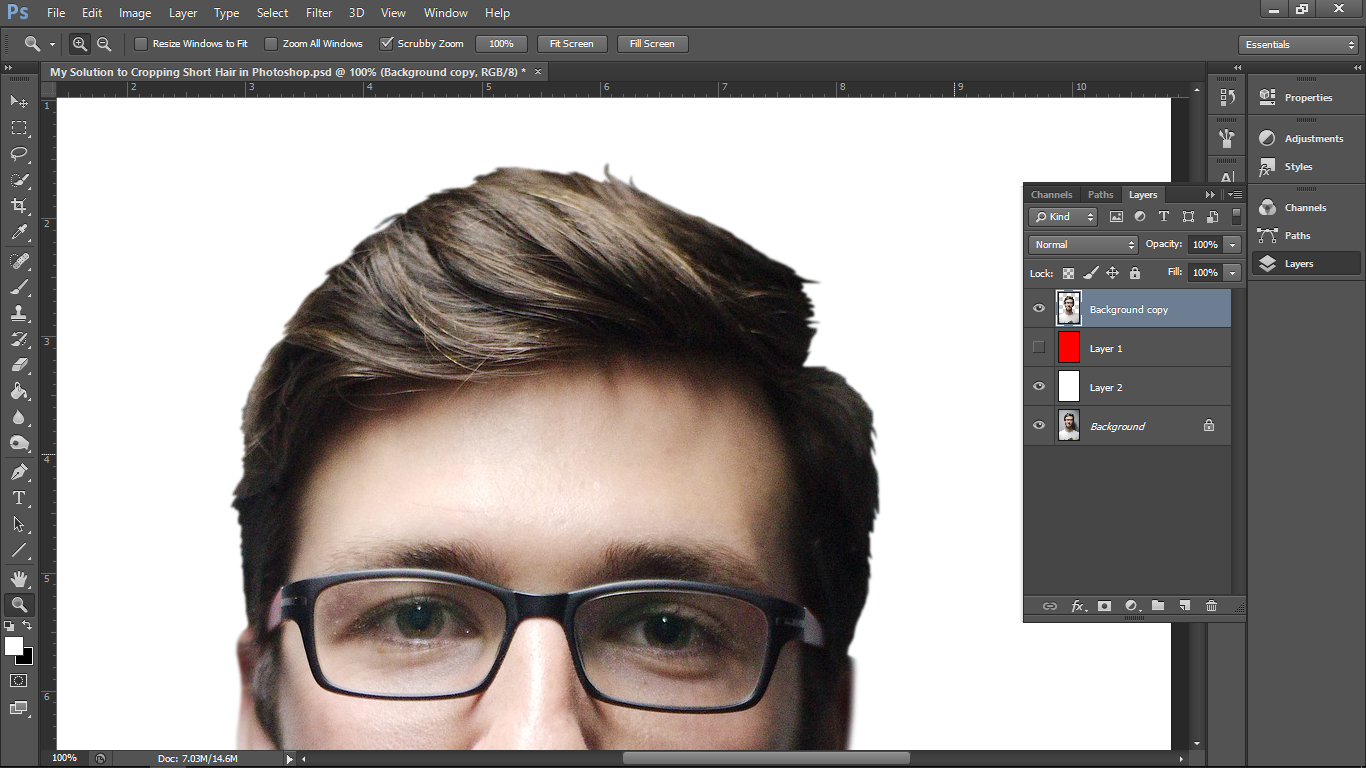 My Solution to Cropping Short Hair in Adobe Photoshop