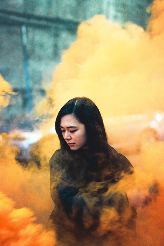 smoke bomb portrait