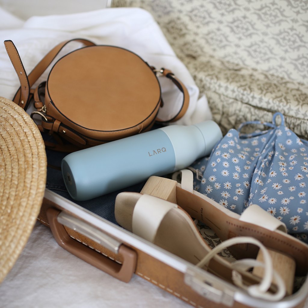 closeup of items in a suitcase