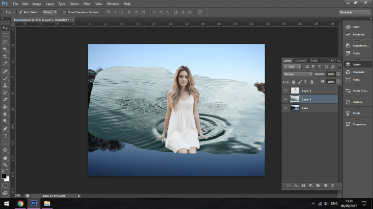 Image Composition In Lake Scenarios With Adobe Photoshop